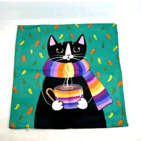 Cat Throw Pillow Covers Adorable Whimsical. Muli Colors 18 x 18 NEW! - Picture 4 of 7